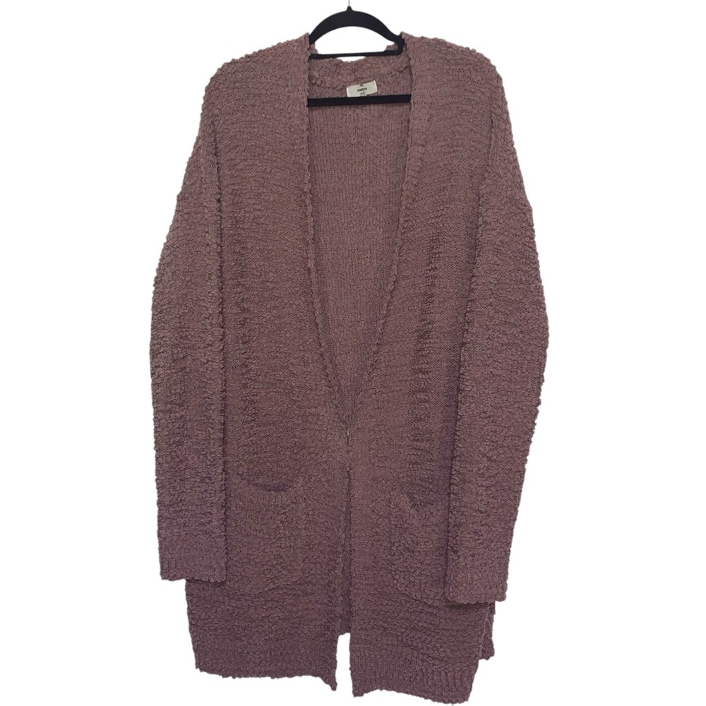 Casual Open Front Popcorn 
Cardigan W/pockets 1X